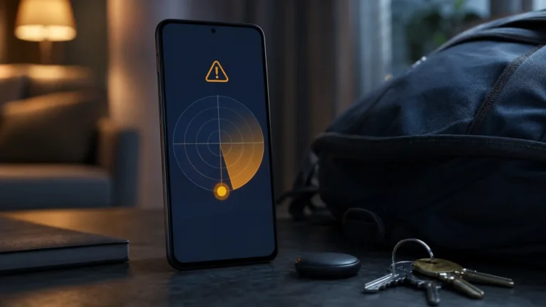 Telefonun uyardığı bilinmeyen Bluetooth takip etiketi ve sırt çantası